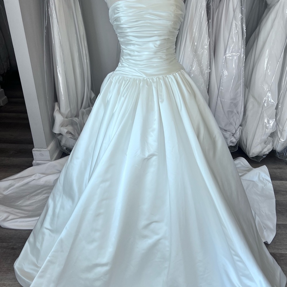 Mikaella Bridal M2558 Classic Strapless Satin Ball Gown Wedding Dress